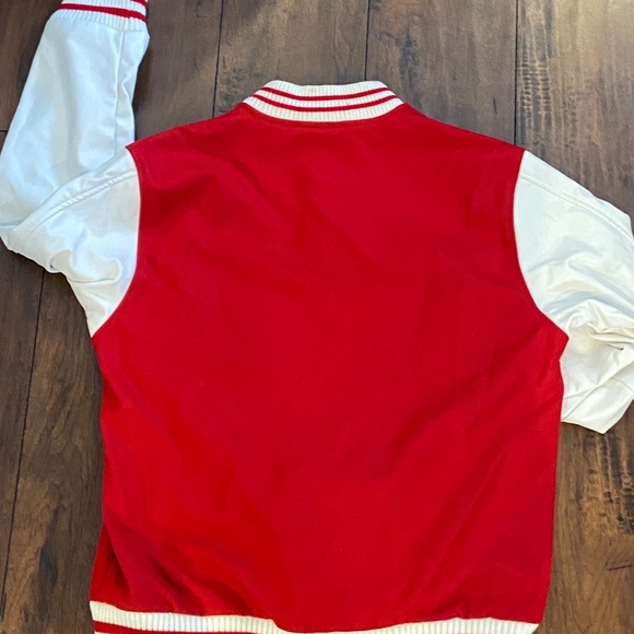 Mens Varsity Jacket Letterman Red & White - Picture 4 of 4